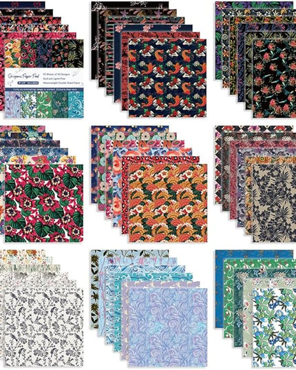 Origami 6x6 Paper Kit 150 Sheets 50 Vivid Colors Double Sided Same Printed Traditional Patterns Square for Arts Crafts Projects Japan traditional Chiyo Japanese Chiyogami