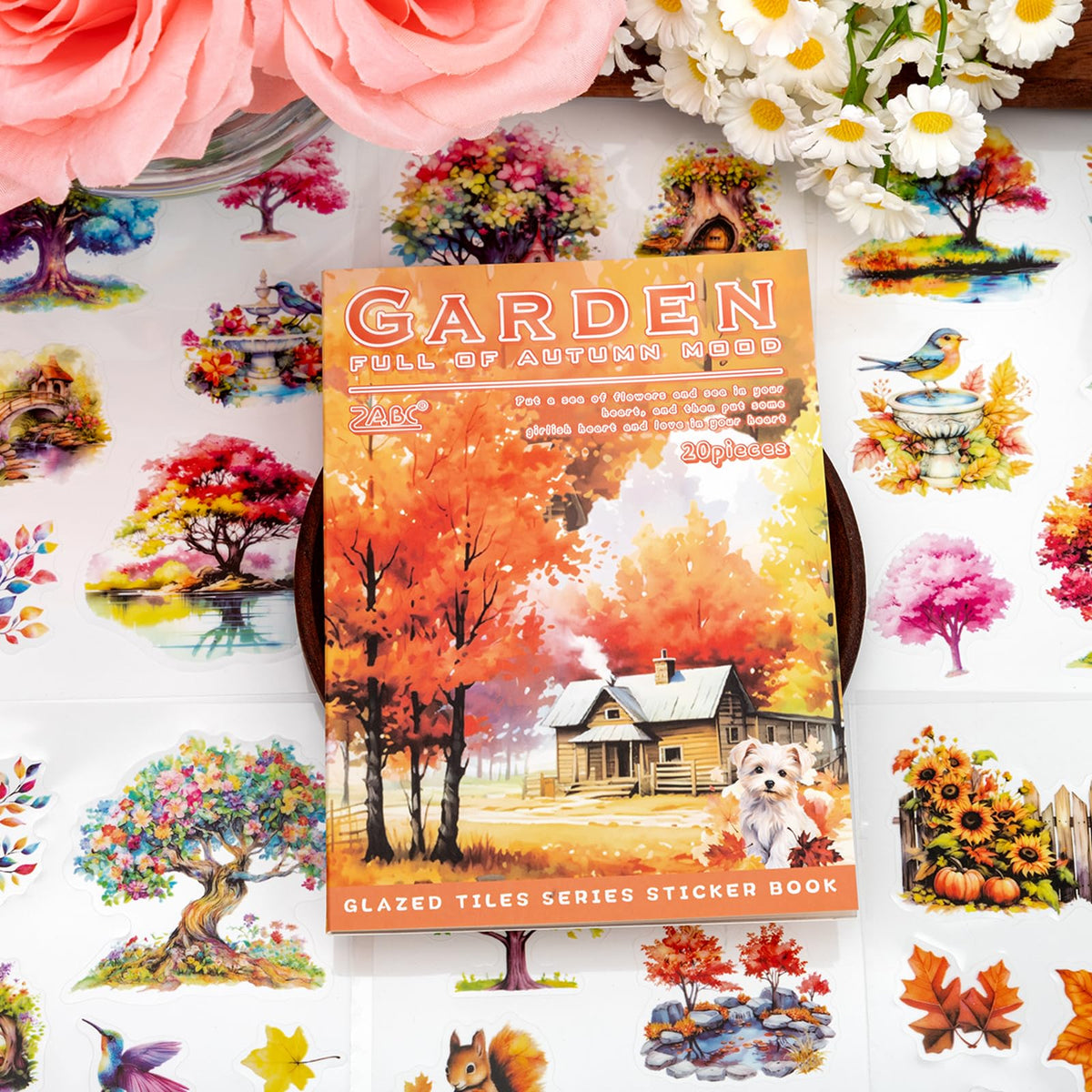 Uideyvi Autumn Filled The Garden Sticker Scrapbooking Supplies for Junk Journal, 20 Sheets PET Stickers - Vintage Journaling Stickers, Ephemera Sticker Book Pre Cut(TZ-009-003)