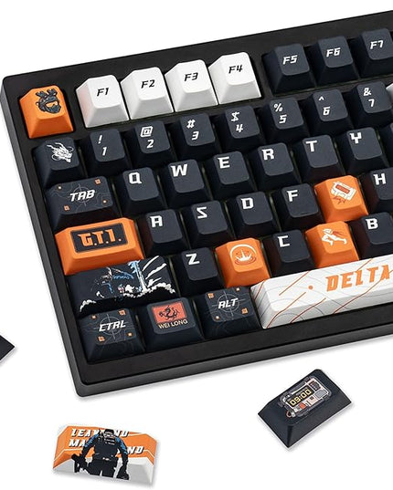 Custom PBT Keycaps, Black White Anime Style Keycaps Cherry Profile Dye Sublimation Keycap 130 Keys Manga Keycap Set for Mechanical Keyboard 61/64/75/84/87/104/108 Layout