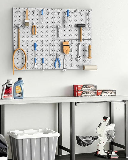 EVERHANGER Metal Pegboard Panels, Heavy Duty Pegboard Wall Organizer, Garage Wall Panels, Tool Storage Organization, 12"X16", 2pcs, Gray