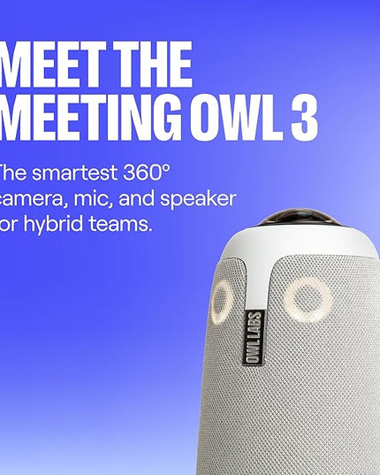 Owl Labs Meeting Owl 3 - 360° 1080p HD Conference Room Camera, AI-Driven Speaker-Tracking, 18-Foot Mic Pickup - Certified for Microsoft Teams - Works with Zoom, Google Meet - Plug & Play Setup
