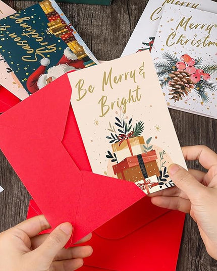 FUHITIM Christmas Cards Assortment, 24 Pcs Greeting and New Years Cards with 6 Designs for Christmas, Holiday, New Year Gift (4x6 Inch)