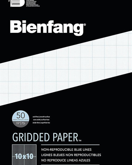 Bienfang Designer Grid Paper Pad, 10x10 Cross Section, 11x17 inches, 50 Sheets