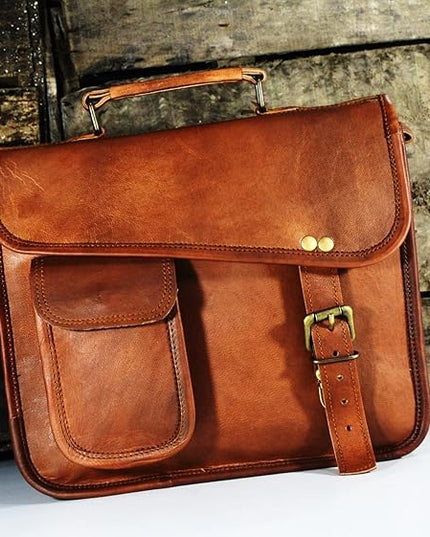 URBAN DEZIRE Men's Genuine Leather Small Briefcase Messenger Satchel Ipad Tab Tablet Bag 11 compatible with Apple product