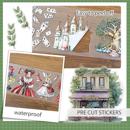 Snycler Pre-Cut Fairy Tale Themed PET Washi Tapes - Vintage Aesthetic Tape Stickers for Journaling, Scrapbooking, Junk Journals, Crafts, Planners - 4 Rolls