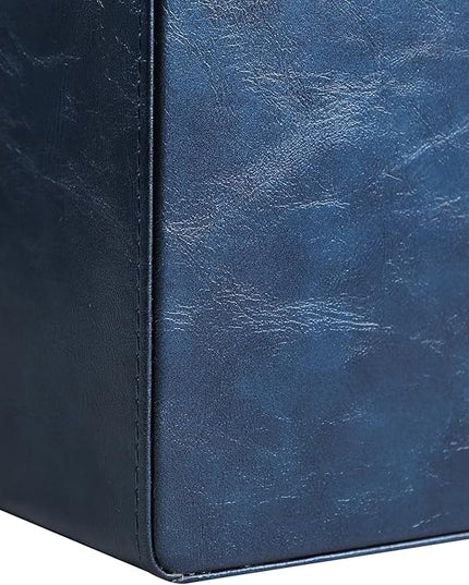 MEIBOOCH PU Leather Desk Organizer, Luxury Remote Control Holder for Home, Office Desk Accessories Table Caddy Bedside Nightstand Organizer (Dark Blue)
