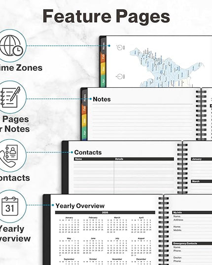 Dunwell Daily Planner 2026, 8.5x11 Appointment Book, 15-Min Hourly Schedule, Jan to Dec 2026, Large Planner with Colorful Tabs, Premium Paper Quality