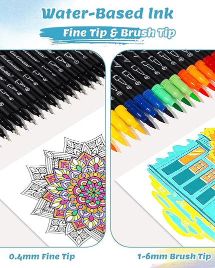 156 Colors Dual Tip Markers Brush Pens, Fine & Brush Tip Art Markers for Adult Coloring Book Drawing Calligraphy, Colored Pen Christmas Gifts Stocking Stuffers for Teen Art Supplies