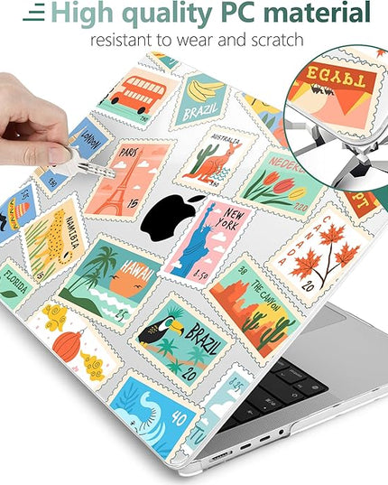DONGKE Case for M5 MacBook Pro 14 inch 2025 2024-2021 M4 M3 M2 M1, Plastic Hard Shell Cover Compatible with A3434 A3112 A3401 A3185 A2992 A2779 A2442, Retina XDR Display & Touch ID, Post Stamps