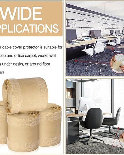 WILLBOND Carpet Cord Cover Cable Protector Floor Cover Cable Protector Management Only for Commercial Office Carpet(39.37 ft,Khaki)