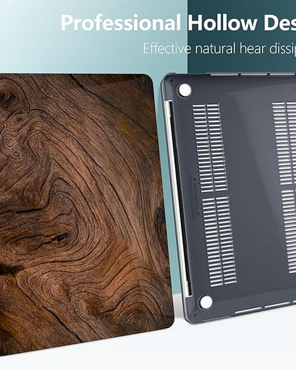 DONGKE Compatible with MacBook Pro 13 inch Case 2024 2023-2020 Release A2338 M2/M1 A2251 A2289 with Retina Display & Touch ID, Plastic Hard Shell & Keyboard Cover & Screen Film - Wood Grain
