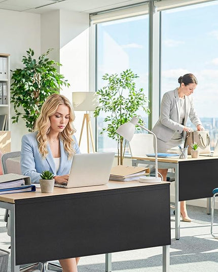 48" Under Desk Privacy Panel Self-Adhesive Modesty Panel 600D Heavy Duty Desk Skirt Privacy Divider for Office Home or Standing Workstation Concealer Shield