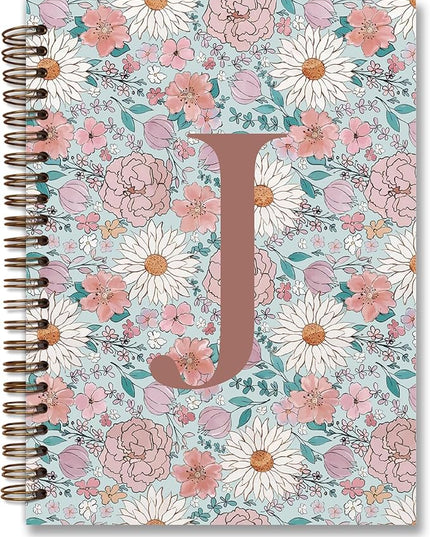 Vintage Floral Personalized Notebook, Initial Letter J Notebook Journal ,Vintage Flower Notebook for Work School Office Supplies,,Monogrammed Notebook for Women Teen Girl,Back to School Supplies 5.5 x 8.3