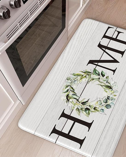KIMODE Anti Fatigue Kitchen Mat for Floor 20"x32", Farmhouse Kitchen Rug, Cushioned Non Slip Kitchen Mats for Floor, Comfort Farmhouse Kitchen Floor Mat for Sink Laundry Desk White