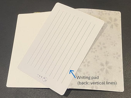 Made in Japan Echizen Washi Notebook(Page 48) with Sakura Watermark & 2 sheetsYuzen Origami Paper Set – Luxury Japanese Stationery Gift (FLORAL-BLUE)
