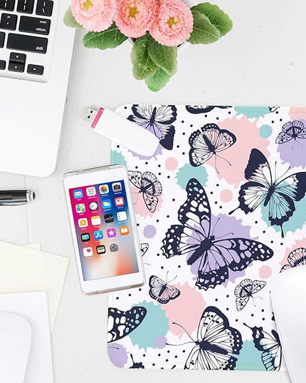 Butterfly Square Mouse Pad,Non-Slip Rubber Base Mouse Pad,Home Office Decoration Desktop Accessory,Laptop Mouse Pad for Office Laptops,9.4x7.8x0.12in
