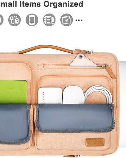 MOSISO 360 Protective Laptop Case 13.3 inch, 13-13.3 inch Laptop Sleeve Compatible with MacBook Air/Pro 13 / Pro 14,HP Dell Acer ASUS,Side Open Carrying Case with 4 Zipper Pockets&Handle, Peach Fuzz
