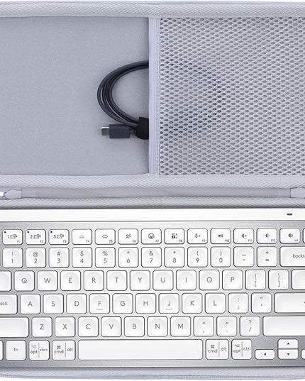 Hard Carry Case Compatible with Logitech MX Keys Mini Minimalist Illuminated Keyboard (Pale Grey Case)