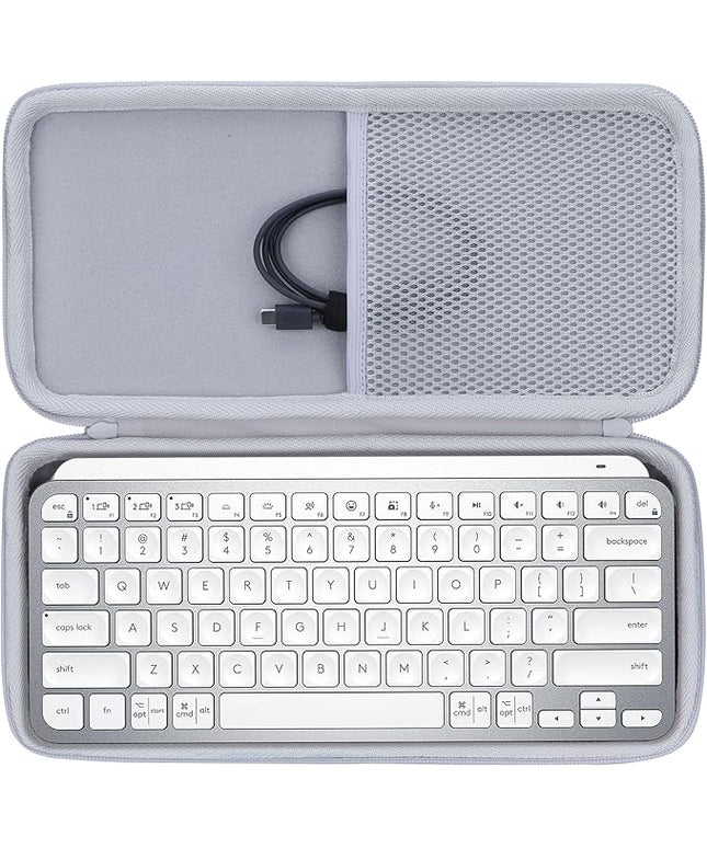 Hard Carry Case Compatible with Logitech MX Keys Mini Minimalist Illuminated Keyboard (Pale Grey Case)