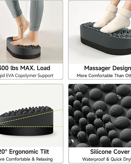 Foot Rest for Under Desk at Work, Home Office Foot Stool, Ottoman Foot Massager for Plantar Fasciitis Relief, Soft Silicone Footrests, Anti-Fatigue (Gray)