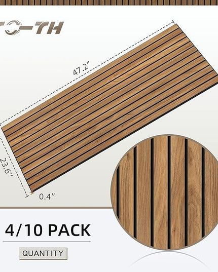 TO-TH Wood-Look Sound Panels, 4 Pack 47.2” x 23.6” Soundproof Wall Panels, Decorative Acoustic Panels,Wood Panels for Wall for Home, Office, Basement, Rustic Teak