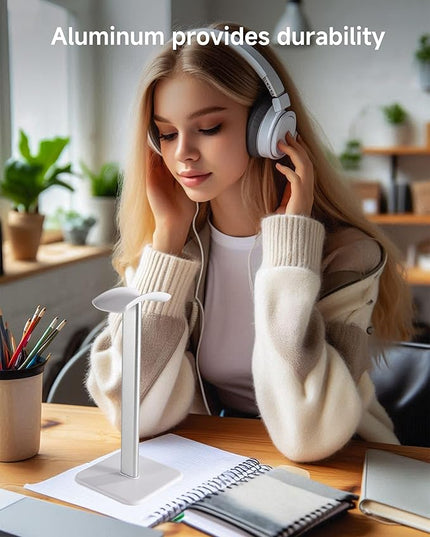 Sleek Modern Headphone Stand for Desk - Easy Assembly & Disassembly - Exquisite Craftsmanship Headset Holder for All Type PC Wireless Gaming Headset (White)