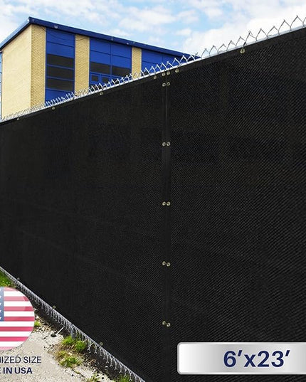 Windscreen4less Privacy Fence Screen Heavy Duty Windscreen Fencing Mesh Fabric Shade Net Cover with Brass Grommtes for Outdoor Wall Garden Yard Pool Deck, 6'x23' Black