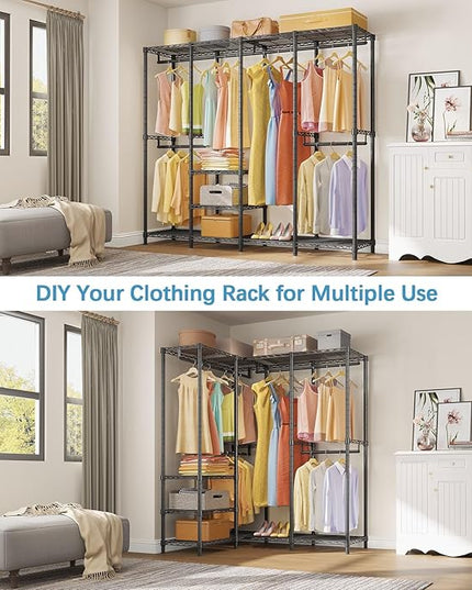 VIPEK V40 Medium Garment Rack Heavy Duty Clothes Rack for Hanging Clothes, Multi-Functional Bedroom Clothing Racks Freestanding Closet Portable Closet Wardrobe, Max Load 900lbs, Black