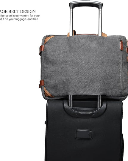 CoolBELL Convertible Backpack Messenger Shoulder Bag Laptop Case Business Briefcase Multi-Functional Travel Handbag Fits 17.3 Inch Laptop for Men/Women (Canvas Dark Grey)