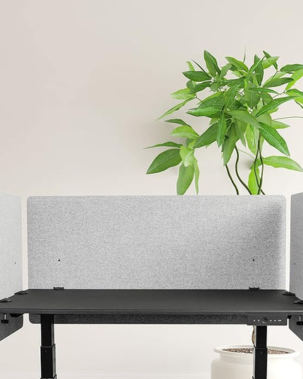 Stand Up Desk Store ReFocus Clamp-on Acoustic Desk Divider Privacy Panel That Reduces Noise and Visual Distractions (Cool Gray, 47.25" x 23.6", 23.6" x 23.6", & 23.6" x 23.6")