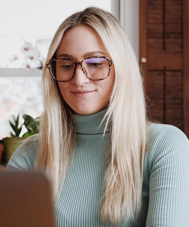 VISOONE 2 Pack Oversized Blue Light Blocking Glasses with Chic Square TR90 Frame and Metal Temple for Women Men REMY