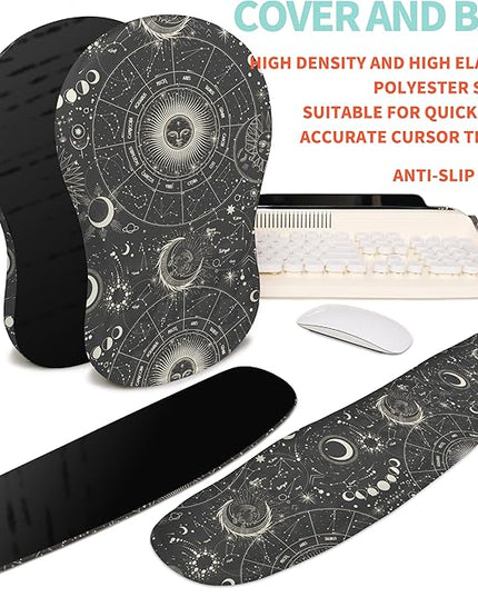 2-in-1 Ergonomic Set, Wave Rise Keyboard Wrist Rest and Massage Bulge Slope Mouse Pad Wrist Support, Cushion Memory Foam Integrated to Relieve Wrist Pain, Constellation