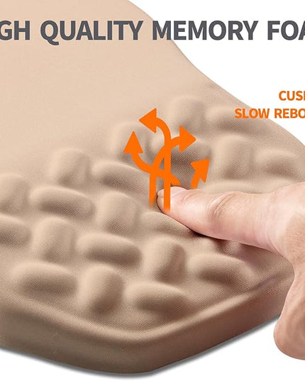 Ergonomic Slope Mouse Pad Wrist Support, Wrist Rest Mousepad for Carpal Tunnel Pain Relief with Massage Bulge and Slow Rebound Memory Foam (12x8 inch, Sand Color)