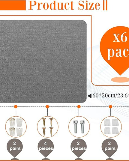 6 Pcs Desk Divider Privacy Panel 20 x 24 Clamp-on Acoustic Freestanding Desktop Partition Dividers with Aluminum Guard Clamps for Office Student Sound Proof Reducing Noise Visual Distractions(Gray)