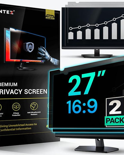VINTEZ [2 Pack] 27 Inch 16:9 Privacy Screen for Computer Monitor and Laptop - Anti Glare Protector Film Blue Light Filter Eye Protection - Computer Screen Privacy Shield
