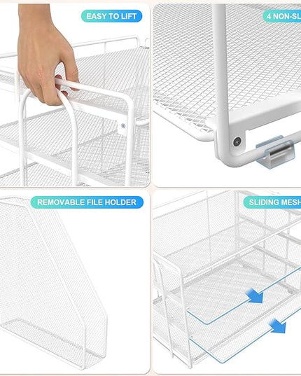 gianotter 4-Tier Paper Organizer With Magazine Holder, Desk Organizers and Accessories, Desk Accessories & Workspace Organizers, File Organizer for Office Supplies Storag (White, 4-Tier)