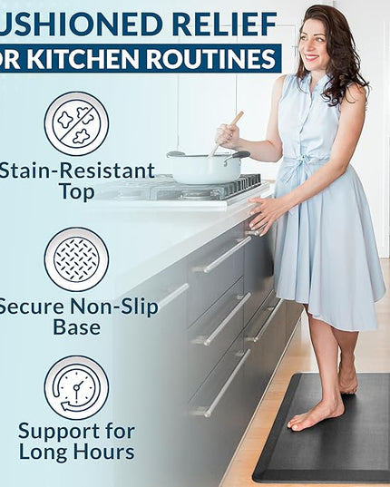 ComfiLife Anti Fatigue Floor Mat – 3/4 Inch Thick Kitchen Mats for Floor, Standing Desk Mat, Kitchen Rug – Comfort at Home, Office – Durable – Stain Resistant – Non-Slip Bottom (20" x 39", Charcoal)