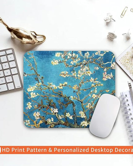 Square Mouse Pad Apricot Flower, Personalized Premium-Textured Custom Mouse Mat Design, Washable Mousepad Cloth, Non-Slip Rubber Base Computer Mouse Pads for Wireless Mouse