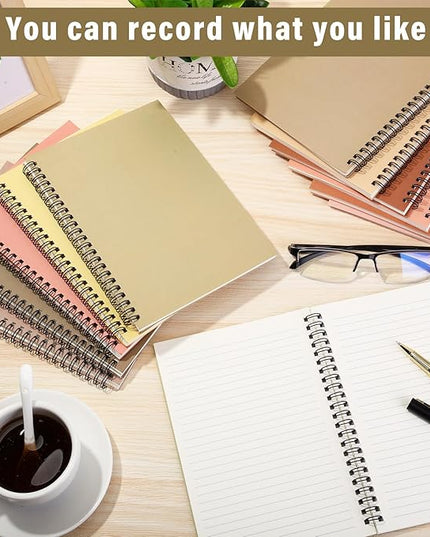Fuutreo 12 Pcs Spiral Notebook for Work A5 8.3 x 5.7 Inch College Ruled Spiral Journal Notebook Kraft Cover Notebook Ruled Paper, 12 Color, 60 Sheets, 120 Pages for Office School (Vibrant Color)