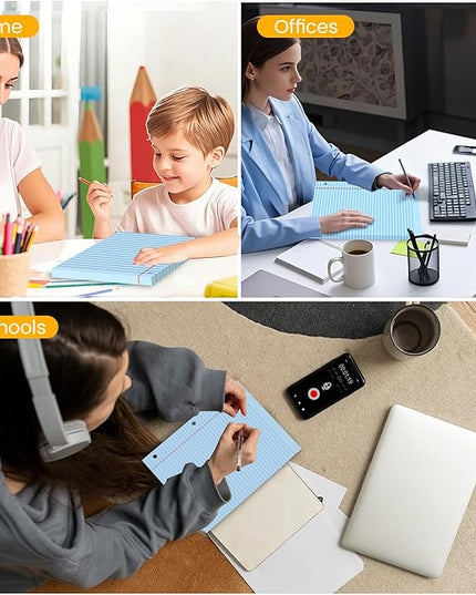 Blue Loose Leaf Paper 100 Sheets Colored Filler Paper 8 * 10.5 College Ruled 3-Hole Punched Paper for 3-Ring Binders Notebook Lined 8" x 10.5"