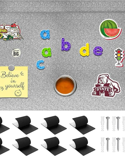 2Pack Magnetic Board,17.1" x 11.8" Magnet Display,for Magnets and Bulletin Board,Suitable for Wall, Refrigerator, Compartment, Cabinet etc,Comes with Dual Lock Tape for Easy Hanging (silver1