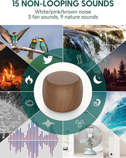Babelio White Noise Sound Machine for Adults Kids Baby, Mini, 15 Non-looping Sounds, Timer, Memory Function, Easy to Pocket and Travel