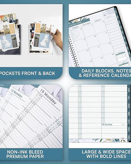 Ensight 2026 Appointment Book and Planner 8.5" x 11" Large Hourly Weekly Daily Schedule Planner with Tabs, 15 Minute Time Slots, Floral Calendar Organizer Jan 2026 – Dec 2026 Appointment Book - Floral