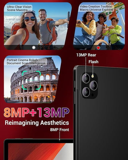 DEZLTID 2025 Android 15 Tablet 11 Inch with Keyboard Stylus Mouse: 2K IPS Tablette (2000x1200) 丨Widevine L1,36GB+256GB(1TB TF), 5G/2.4G WiFi, 8-Core, 8000mAh,8+13MP, AnTuTu 255K丨GMS丨FCC丨CE- Black