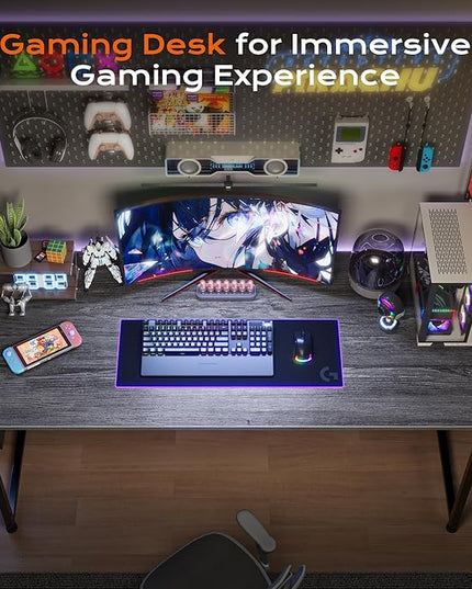 PRAISUN 48 X 24 Inch Computer Desk with Deeper Desktop, Gaming Office Writing Work Desk for Home Office, Study, Bedroom, Work from Home, Metal Frame, Grey