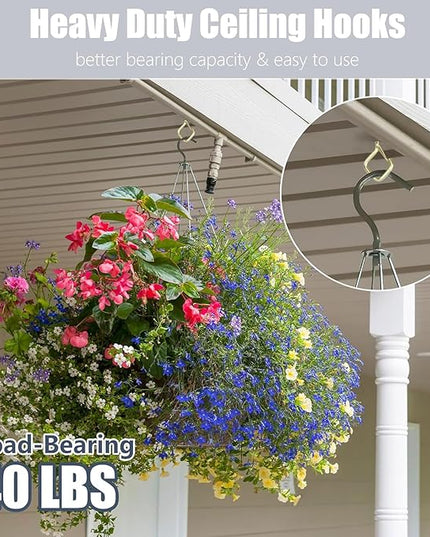 35PCS Eye Screw Hooks for Hanging Heavy Duty with Safety Buckle.Metal Ceiling Hooks for Hanging Plants,Cup,Wind Chime,Bird Feeders,String Lights at Indoor&Outdoor,2.36 Inches Gold