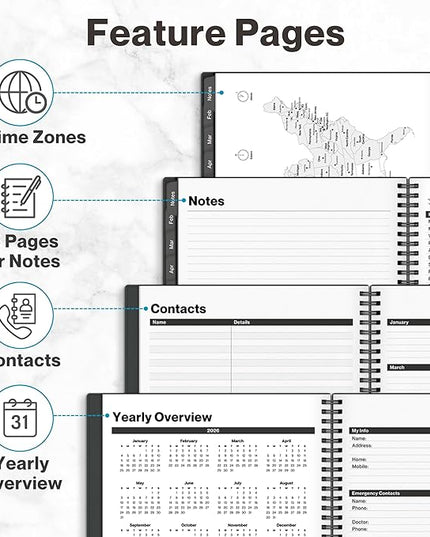Dunwell Daily Planner 2026, 8.5x11 Appointment Book, 15-Min Hourly Schedule, Jan to Dec 2026, Large Planner with Laminated Tabs, Premium Paper Quality