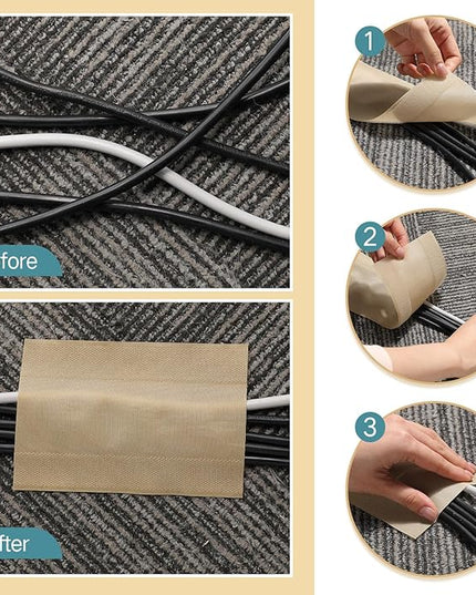 WILLBOND Carpet Cord Cover Cable Protector Floor Cover Cable Protector Management Only for Commercial Office Carpet(98.43 ft,Khaki)