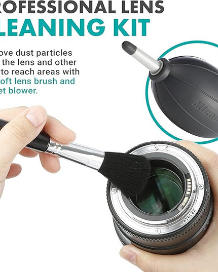 Movo Deluxe Essentials DSLR Camera Cleaning Kit with 10 APS-C Cleaning Swabs, Sensor Cleaning Fluid, Rocket Air Blower, Lens Pen, Soft Brush, 2X Small and 2X Large Microfiber Cloths and Carrying Case