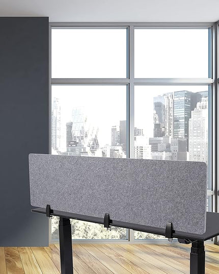 Stand Up Desk Store ReFocus Raw Clamp-On Acoustic Desk Divider Mounted Privacy Panel to Reduce Noise and Visual Distractions (Castle Gray, 59" x 16")